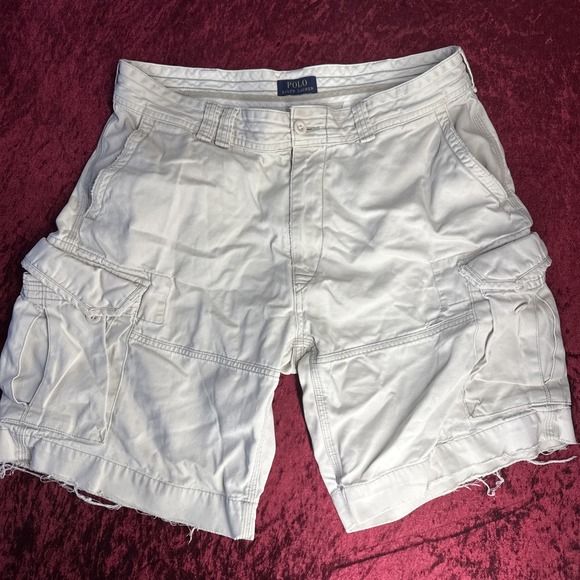 Polo Ralph Lauren Other - VTG Polo Jeans Co Ralph Lauren Cargo‎ Shorts Mens 36 Beige Relaxed Baggy Utility